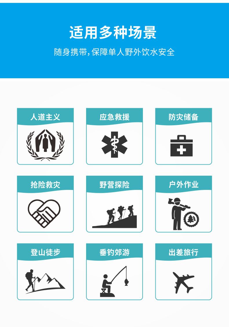 凈易單兵野外便攜式應(yīng)急救災(zāi)凈水器適用于戶外作業(yè)、應(yīng)急救災(zāi)等多種場(chǎng)景