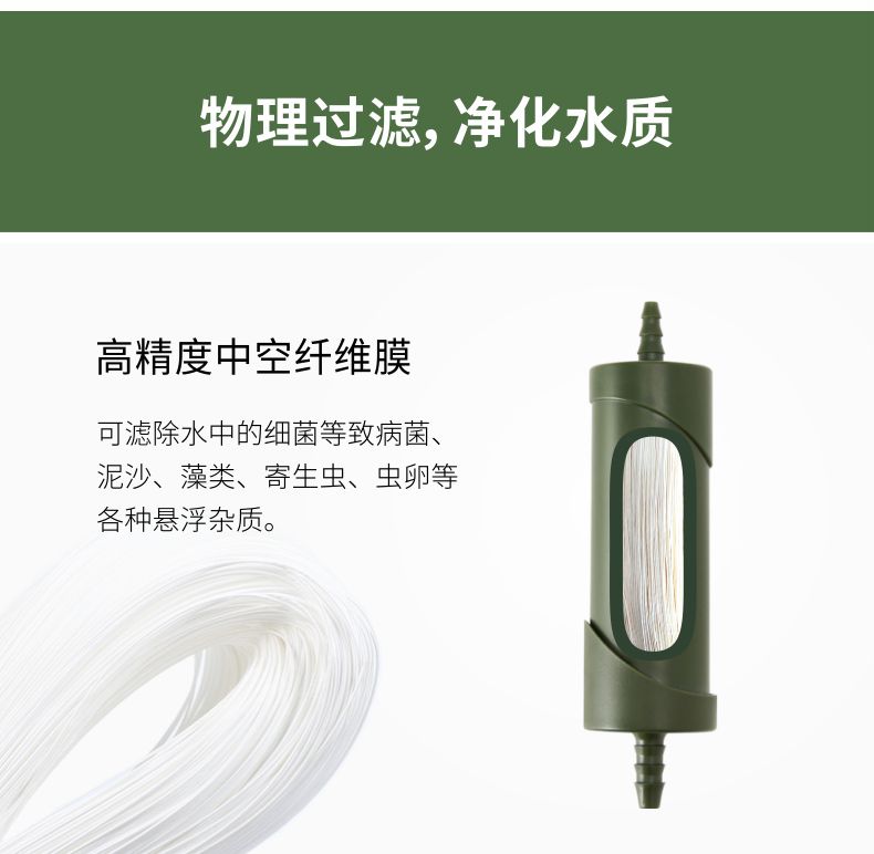 凈易單兵野外便攜式應急救援吸管凈水器凈化原理,高精度超濾中空纖維膜